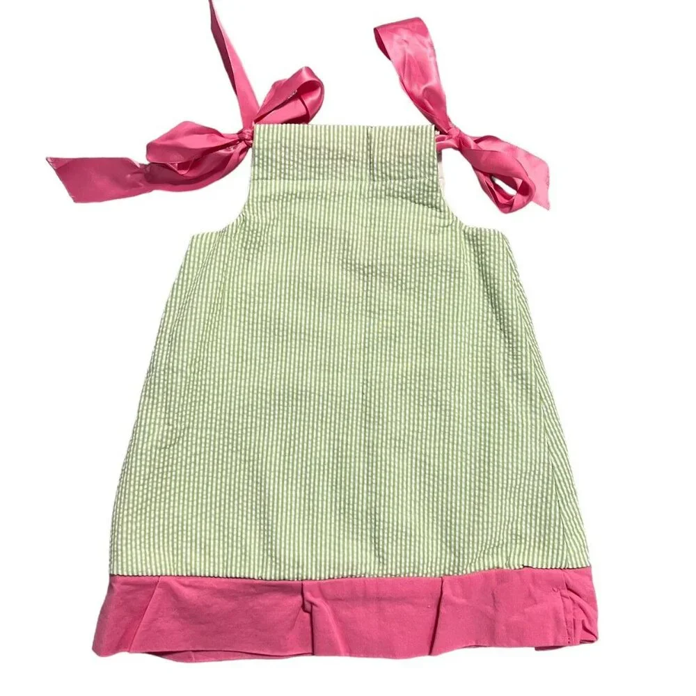 Handmade 12m Personalized “aDe” Seersucker Dress